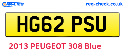 HG62PSU are the vehicle registration plates.