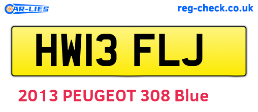 HW13FLJ are the vehicle registration plates.