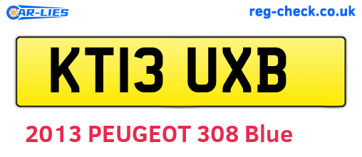 KT13UXB are the vehicle registration plates.
