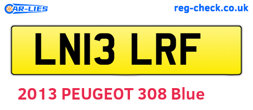 LN13LRF are the vehicle registration plates.