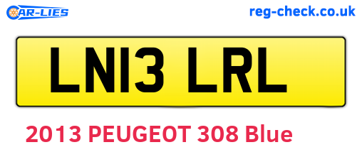 LN13LRL are the vehicle registration plates.