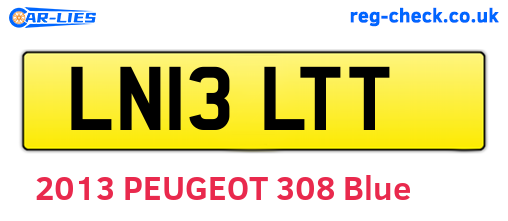 LN13LTT are the vehicle registration plates.