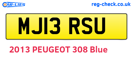 MJ13RSU are the vehicle registration plates.
