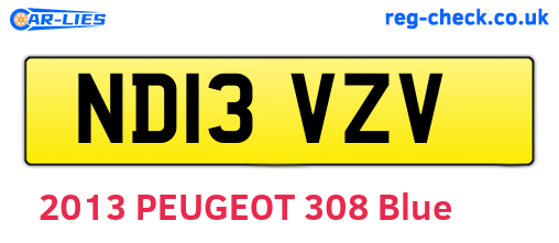 ND13VZV are the vehicle registration plates.