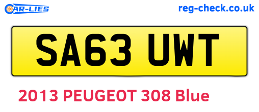 SA63UWT are the vehicle registration plates.