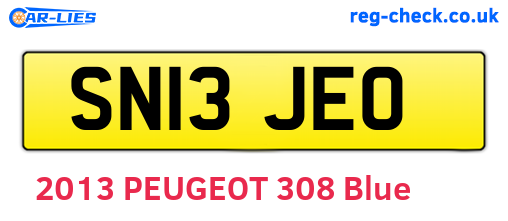 SN13JEO are the vehicle registration plates.