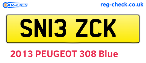 SN13ZCK are the vehicle registration plates.
