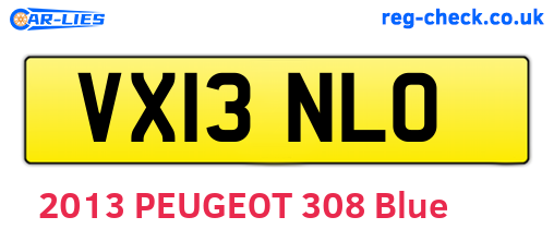 VX13NLO are the vehicle registration plates.