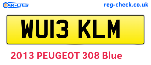 WU13KLM are the vehicle registration plates.