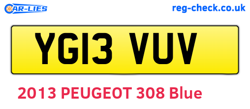 YG13VUV are the vehicle registration plates.