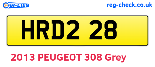 HRD228 are the vehicle registration plates.