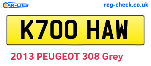 K700HAW are the vehicle registration plates.