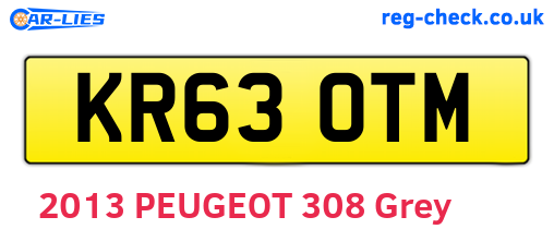 KR63OTM are the vehicle registration plates.