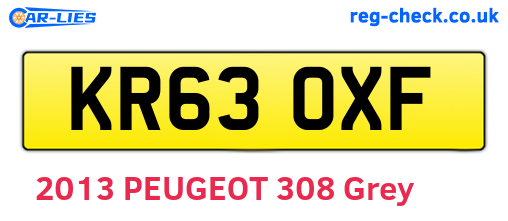 KR63OXF are the vehicle registration plates.