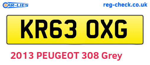 KR63OXG are the vehicle registration plates.