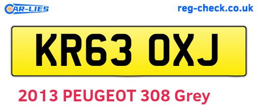 KR63OXJ are the vehicle registration plates.