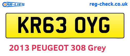 KR63OYG are the vehicle registration plates.