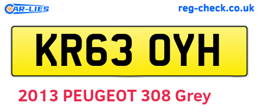 KR63OYH are the vehicle registration plates.