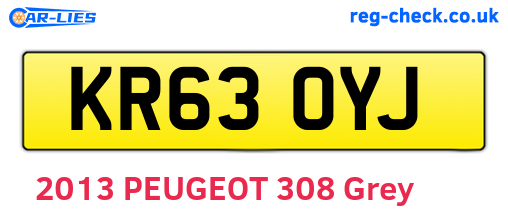 KR63OYJ are the vehicle registration plates.