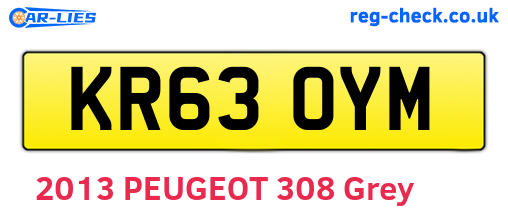 KR63OYM are the vehicle registration plates.