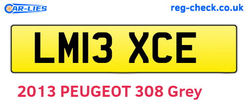 LM13XCE are the vehicle registration plates.