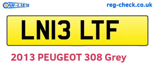 LN13LTF are the vehicle registration plates.