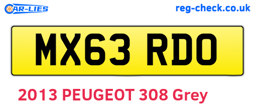 MX63RDO are the vehicle registration plates.