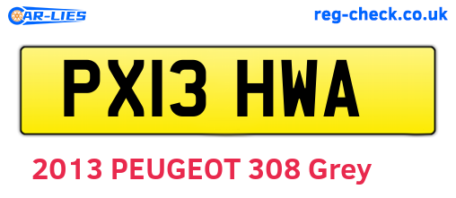 PX13HWA are the vehicle registration plates.
