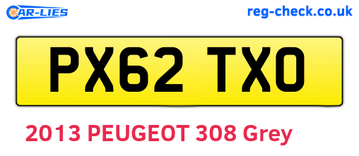 PX62TXO are the vehicle registration plates.