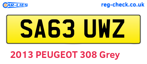 SA63UWZ are the vehicle registration plates.