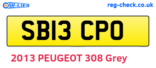 SB13CPO are the vehicle registration plates.