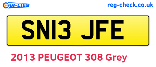 SN13JFE are the vehicle registration plates.