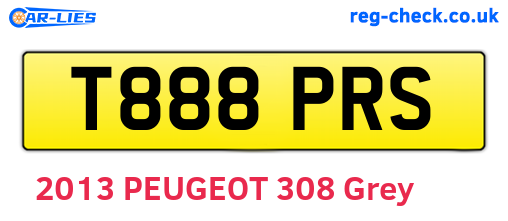 T888PRS are the vehicle registration plates.