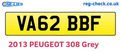 VA62BBF are the vehicle registration plates.