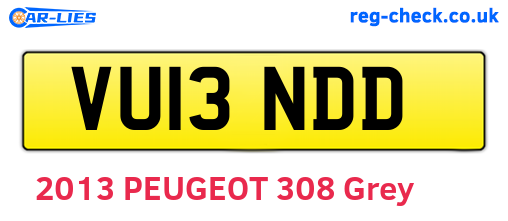 VU13NDD are the vehicle registration plates.