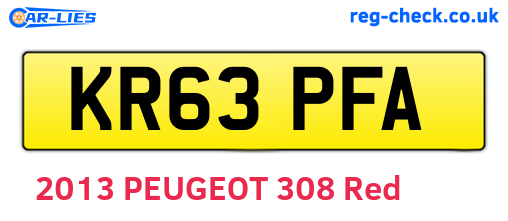 KR63PFA are the vehicle registration plates.