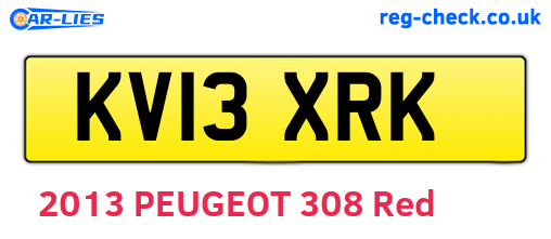 KV13XRK are the vehicle registration plates.