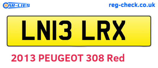 LN13LRX are the vehicle registration plates.