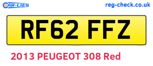RF62FFZ are the vehicle registration plates.