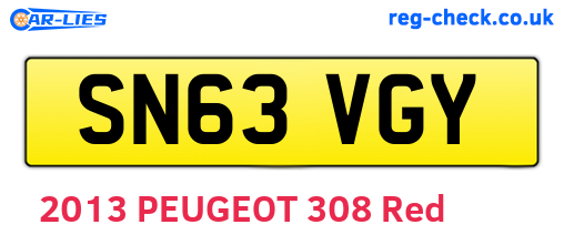 SN63VGY are the vehicle registration plates.