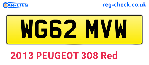 WG62MVW are the vehicle registration plates.