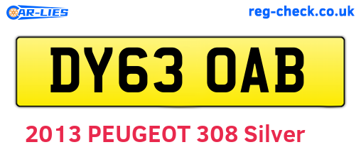 DY63OAB are the vehicle registration plates.