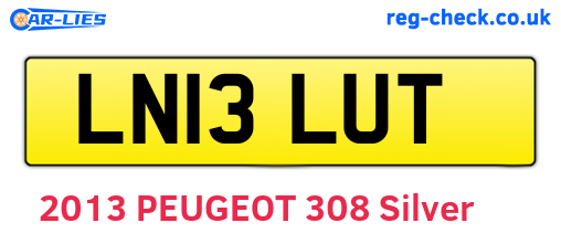 LN13LUT are the vehicle registration plates.