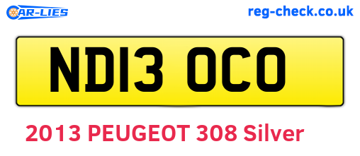 ND13OCO are the vehicle registration plates.