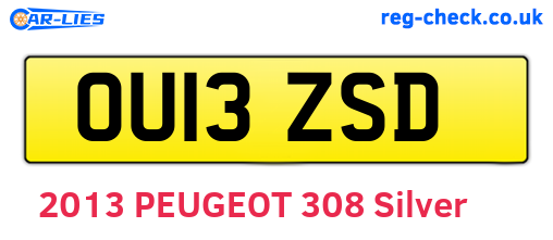 OU13ZSD are the vehicle registration plates.