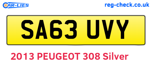 SA63UVY are the vehicle registration plates.
