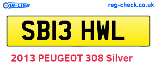 SB13HWL are the vehicle registration plates.