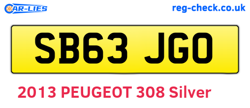 SB63JGO are the vehicle registration plates.