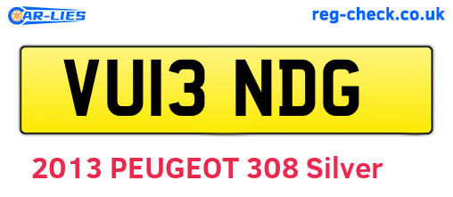 VU13NDG are the vehicle registration plates.