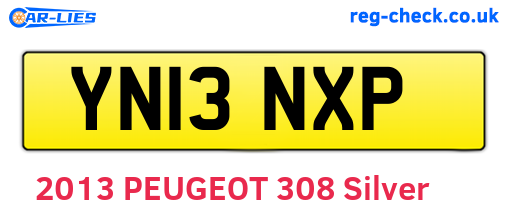 YN13NXP are the vehicle registration plates.